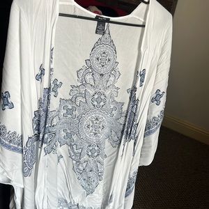 White with blue design kimono